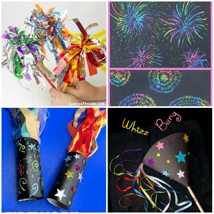 Featuring sparkler craft, scratch art fireworks, paper roll blower fireworks craft and a pop-up fireworks craft. 